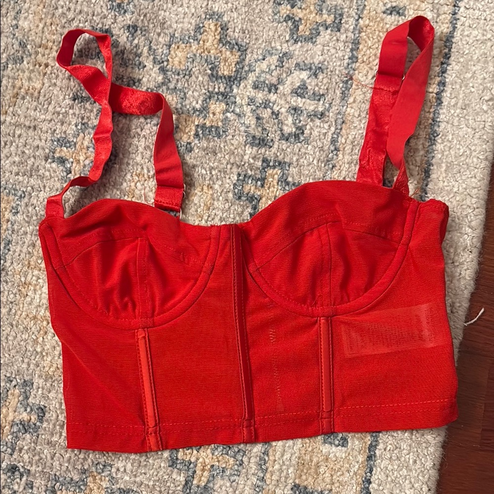 Edikted Red Bustier Top